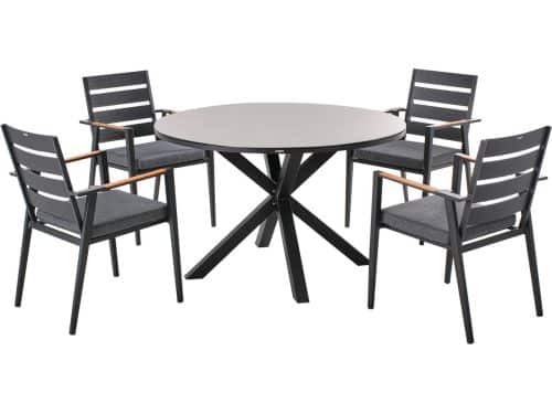 BELIANI MALETTO/TAVIANO - Tuinset voor 4 - Zwart/Grijs - Aluminium