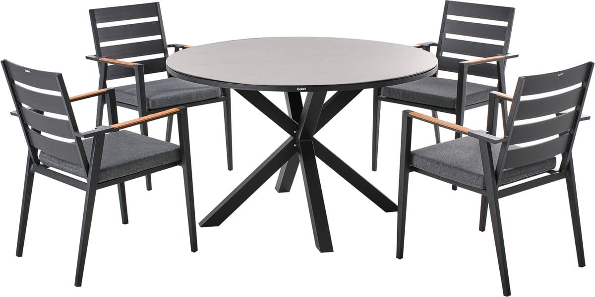beliani maletto/taviano tuinset voor 4 zwart/grijs aluminium