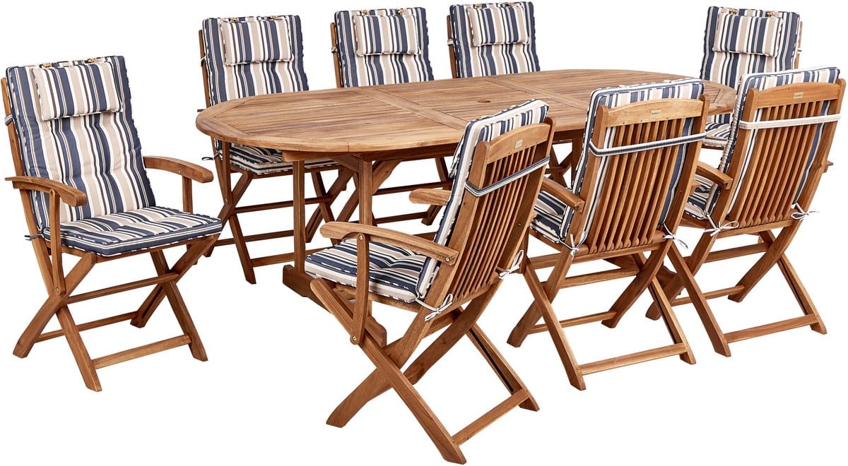 beliani maui ii tuinset voor 8 donkerblauw