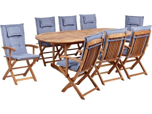 BELIANI MAUI II - Tuinset voor 8 - Lichthout/Blauw