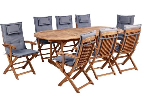 BELIANI MAUI II - Tuinset voor 8 - Lichthout/Grafietgrijs