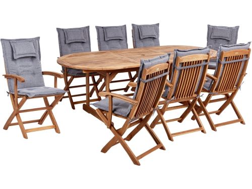 BELIANI MAUI II - Tuinset voor 8 - Lichthout/Grijs- Acaciahout