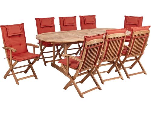 BELIANI MAUI II - Tuinset voor 8 - Lichthout/Rood