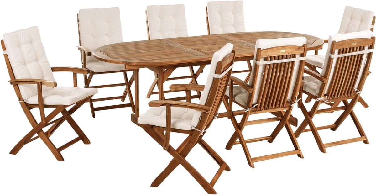 beliani maui premium tuinset voor 8 lichtbeige