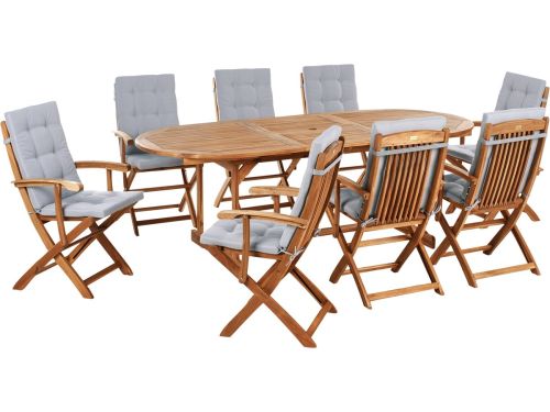 BELIANI MAUI PREMIUM - Tuinset voor 8 - Lichtgrijs