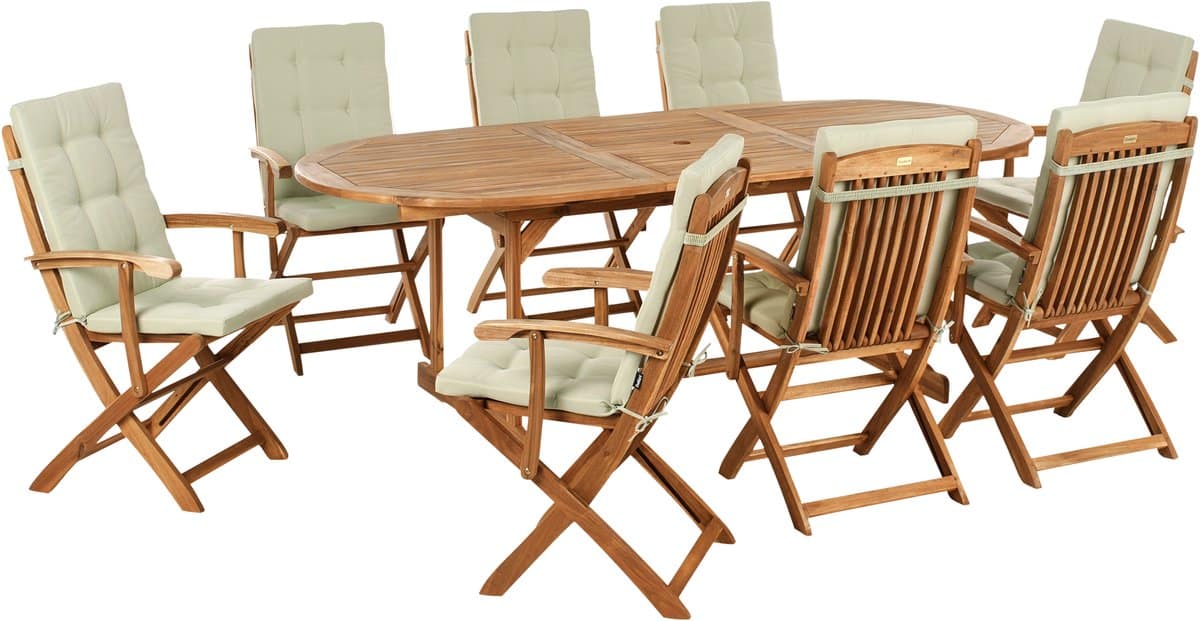 beliani maui premium tuinset voor 8 lichtgroen