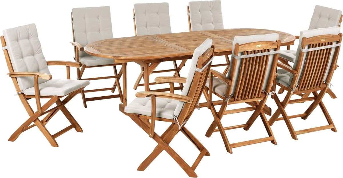 beliani maui premium tuinset voor 8 taupe