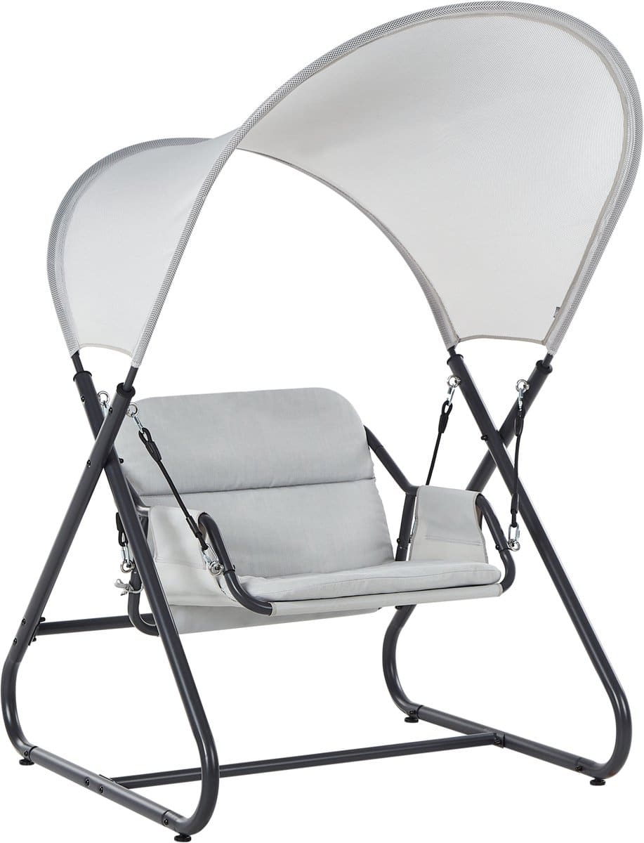 beliani solagna schommelbank lichtgrijs staal