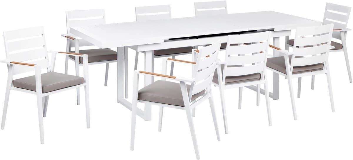 beliani valcanetto/taviano tuinset voor 8 grijs aluminium