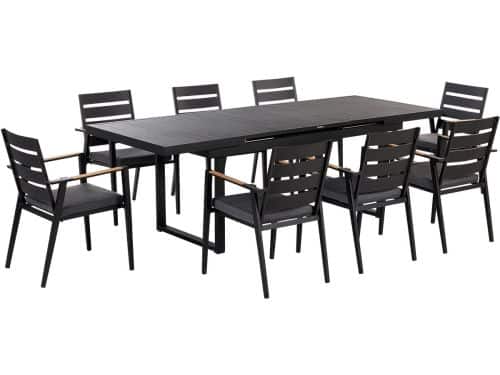 BELIANI VALCANETTO/TAVIANO - Tuinset voor 8 - Zwart - Aluminium