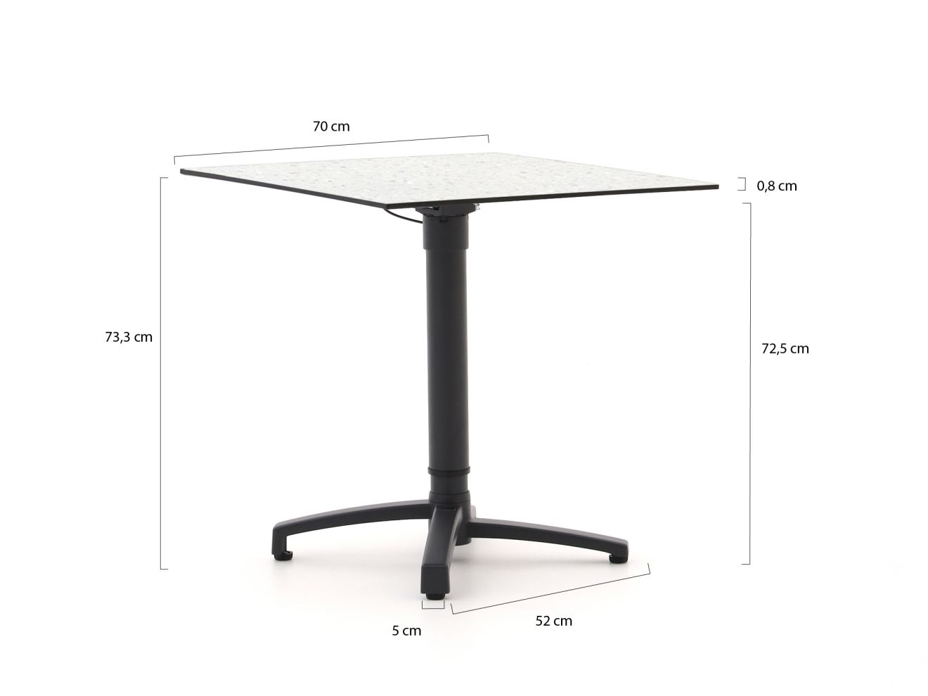 bellagio canzo klaptafel 70x70x73/109cm verstelbaar laagste prijsgarantie!