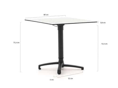Bellagio Canzo klaptafel 80x80x73/109cm verstelbaar - Laagste prijsgarantie!