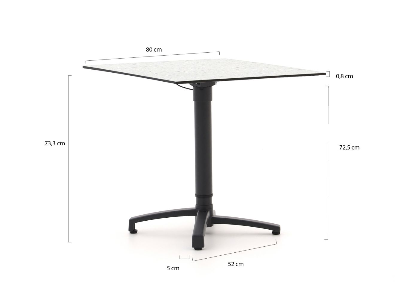 bellagio canzo klaptafel 80x80x73/109cm verstelbaar laagste prijsgarantie!