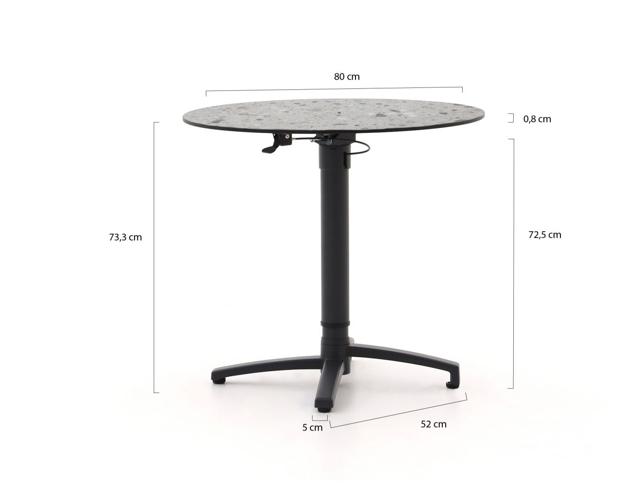 bellagio canzo klaptafel ø80 (h:73/109cm) verstelbaar laagste prijsgarantie!