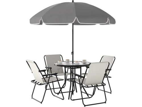 Betaalbare Goederen® Tuinset - 6-delig - lichtgrijs - tuinstoelen