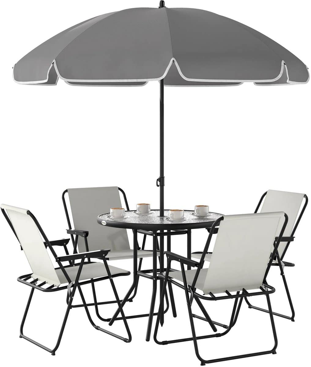 betaalbare goederen® tuinset 6 delig lichtgrijs tuinstoelen