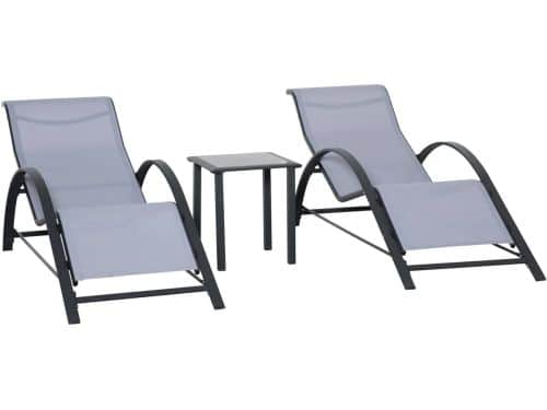 Betaalbare Goederen® tuinstoel - 2 stoelen met tafeltje - grijs