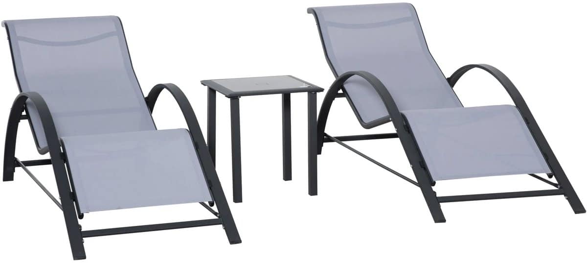 betaalbare goederen® tuinstoel 2 stoelen met tafeltje grijs