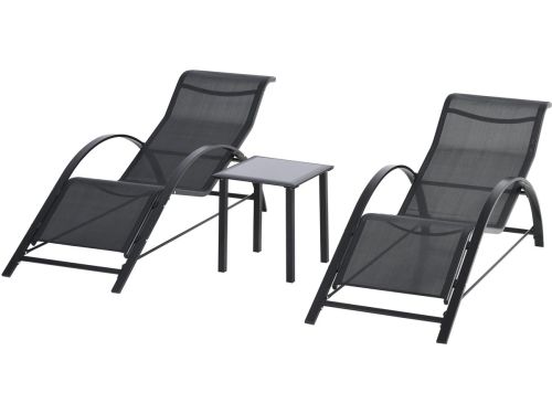 Betaalbare Goederen® tuinstoel - 2 stoelen met tafeltje - zwart