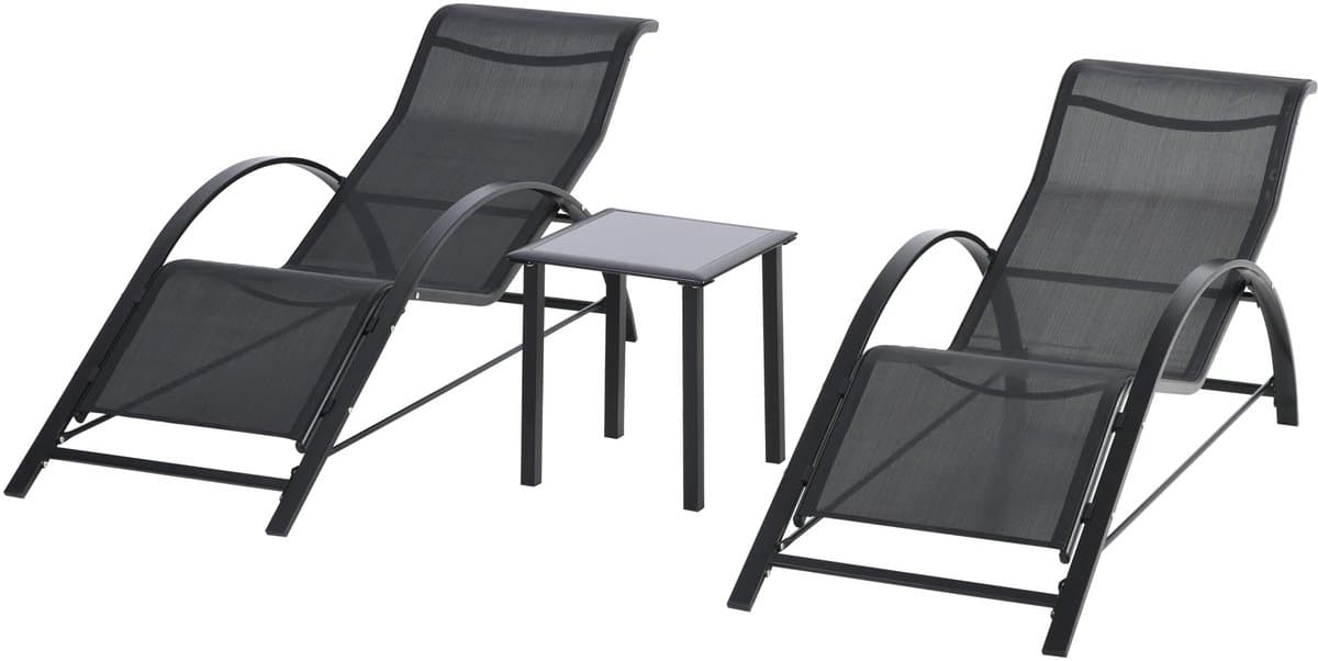 betaalbare goederen® tuinstoel 2 stoelen met tafeltje zwart