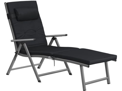 Betaalbare Goederen® zonnebed luxe - zwart - verstelbaar ligbed