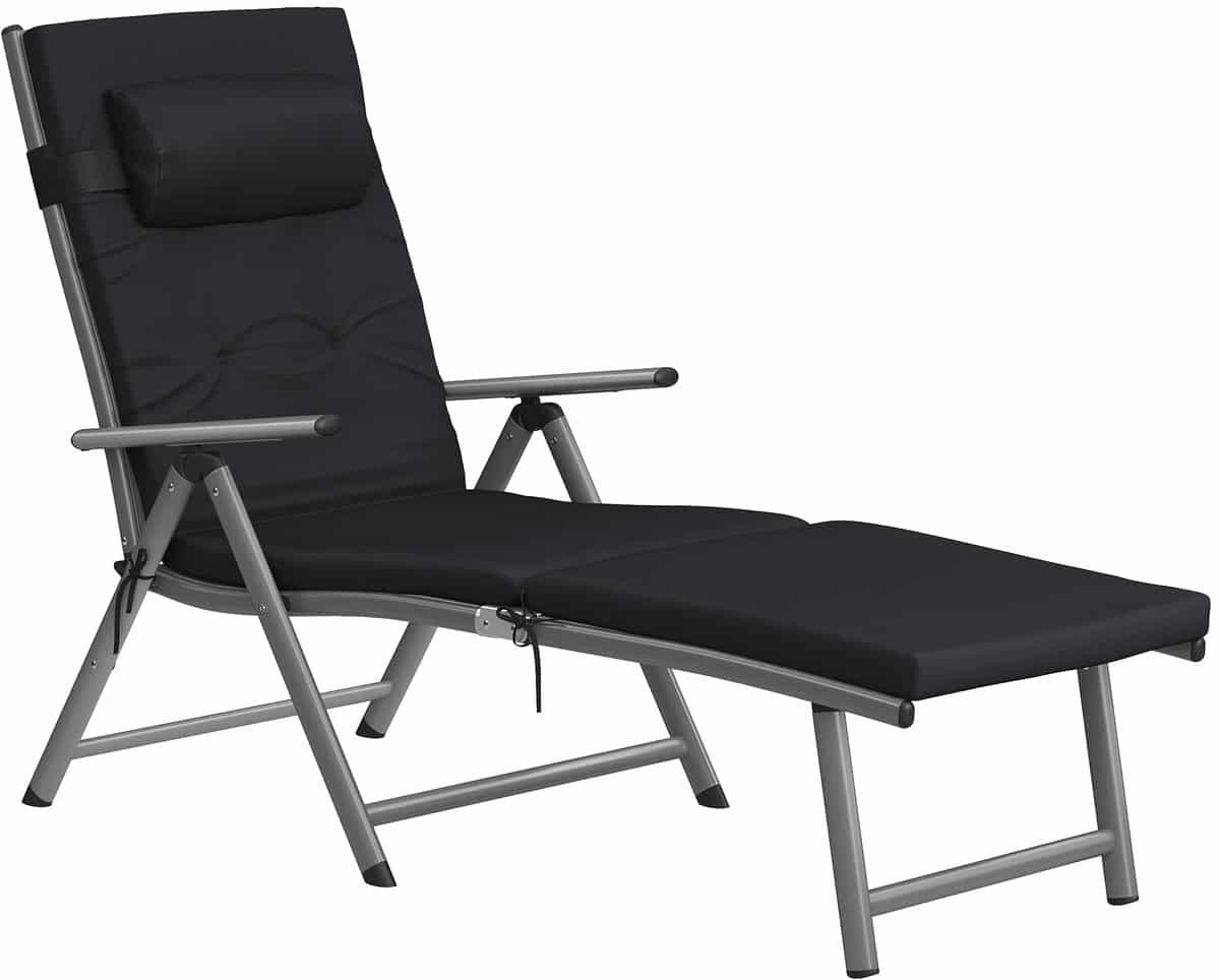 betaalbare goederen® zonnebed luxe zwart verstelbaar ligbed