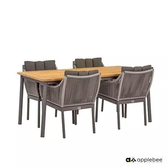 bijou diningset 180x90x76 cm anthracite/gray applebee applebee