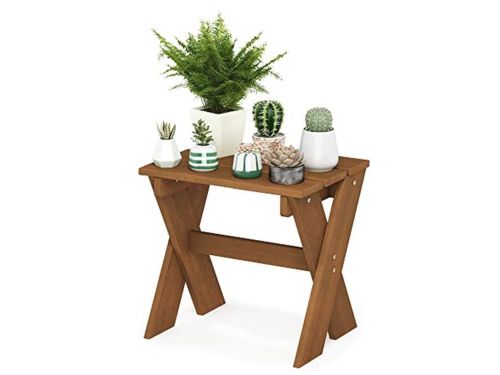 Bijzettafel en Bloemstandaard van Meranti Hout - Natuurlijke Look voor