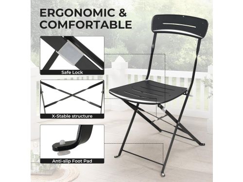 Bistro Balkonset 3-delig - Ronde Inklapbare Tafel 100x100x100 cm met