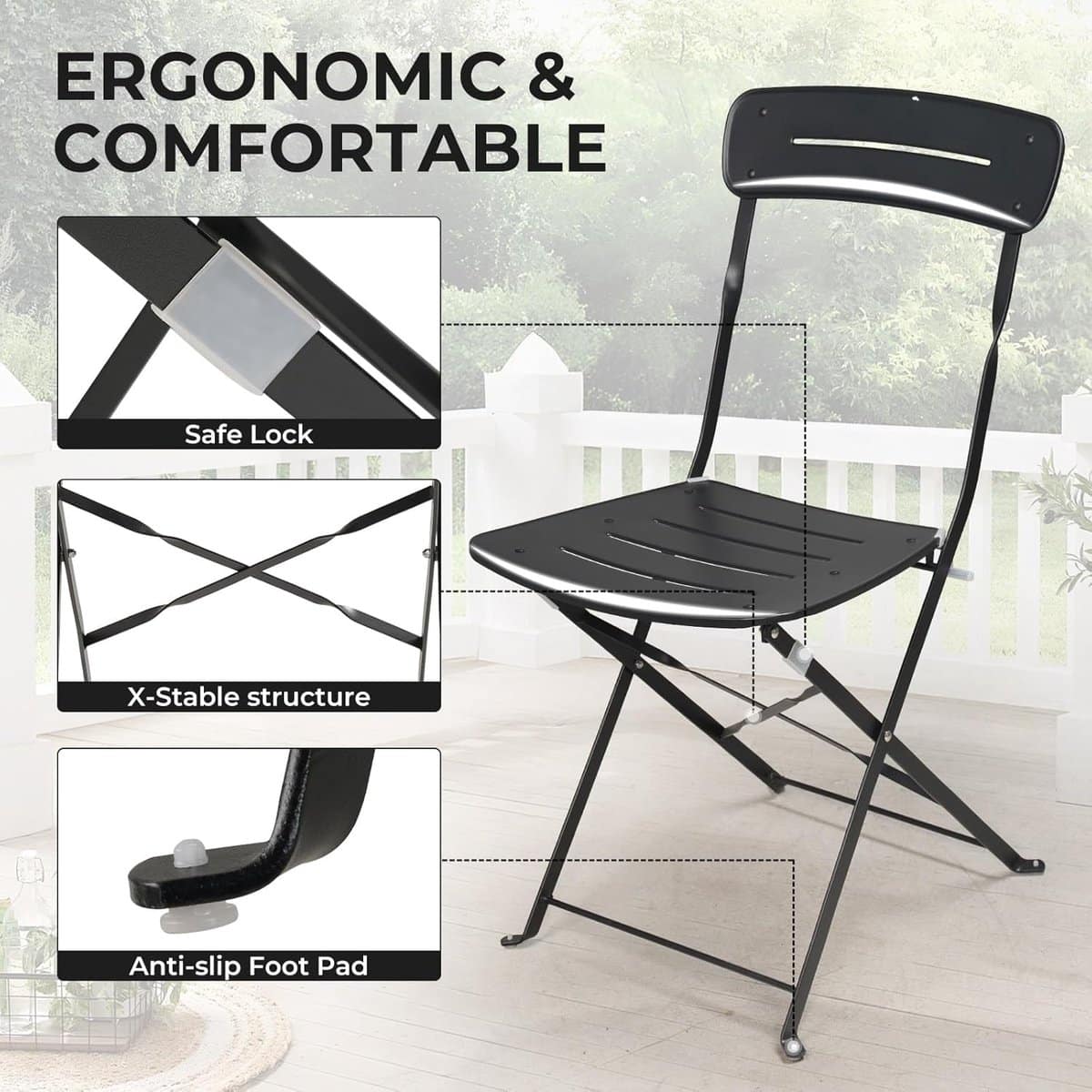 bistro balkonset 3 delig ronde inklapbare tafel 100x100x100 cm met