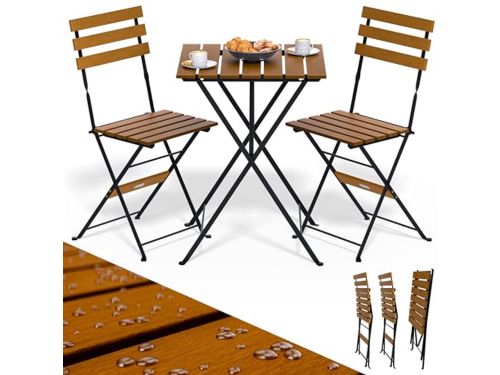 Bistroset 3-delig Acaciahout Inklapbaar Metaal - Weerbestendig Tuinmeubilair voor Tuin