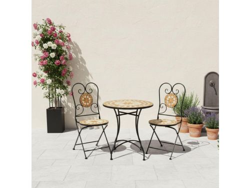 Bistroset 3-delig inklapbaar 60x60x70 cm - Mozaïek metalen tuintafel met