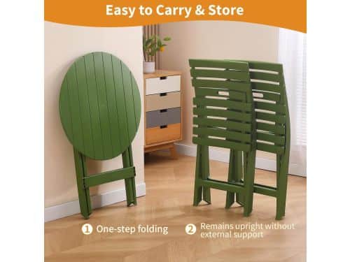 Bistroset 3-delig inklapbaar groen - balkonset met 2 stoelen en