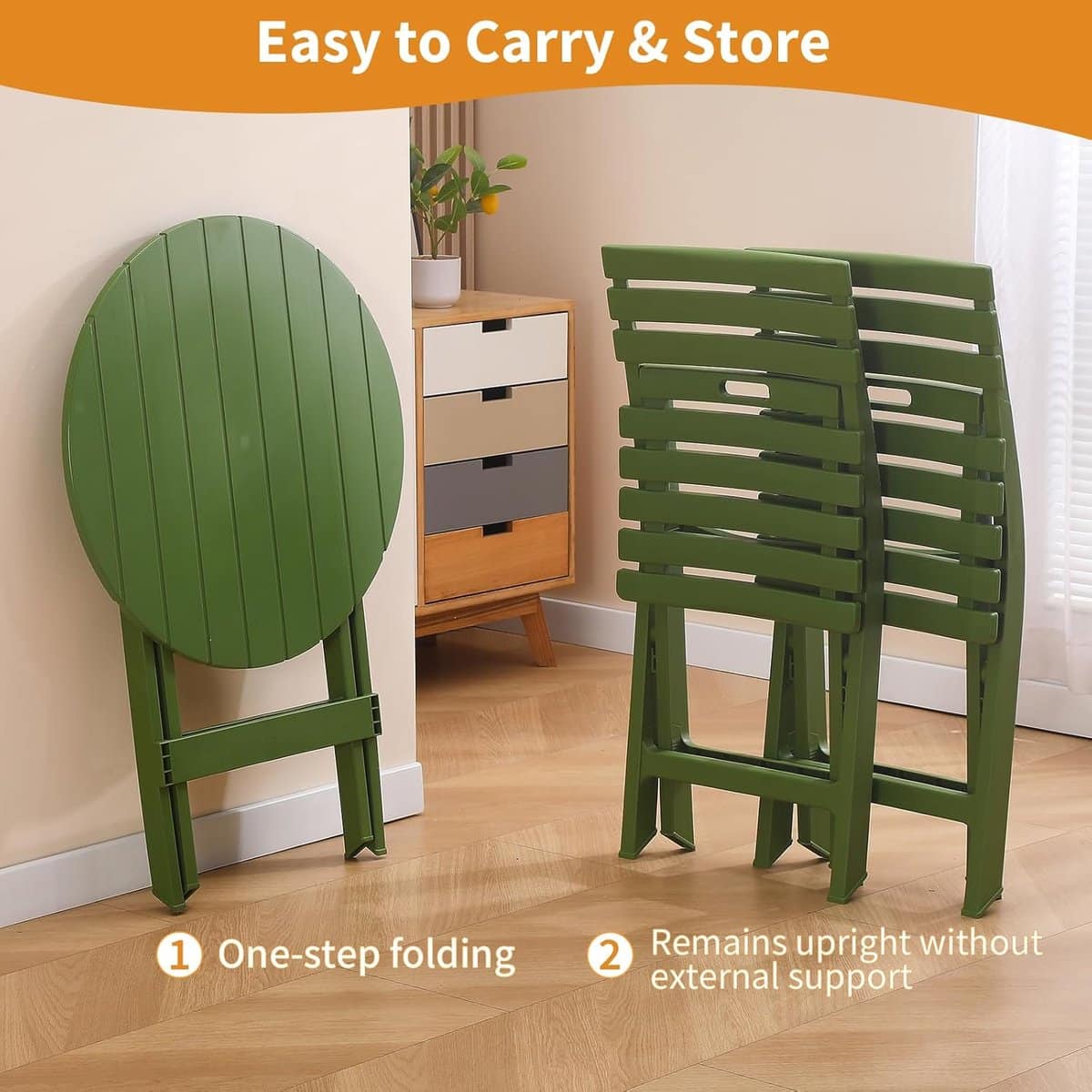 bistroset 3 delig inklapbaar groen balkonset met 2 stoelen en