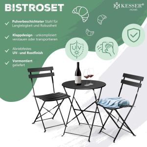 Bistroset 3-delig Ø60x71 cm inklapbaar - ronde tuintafel met 2