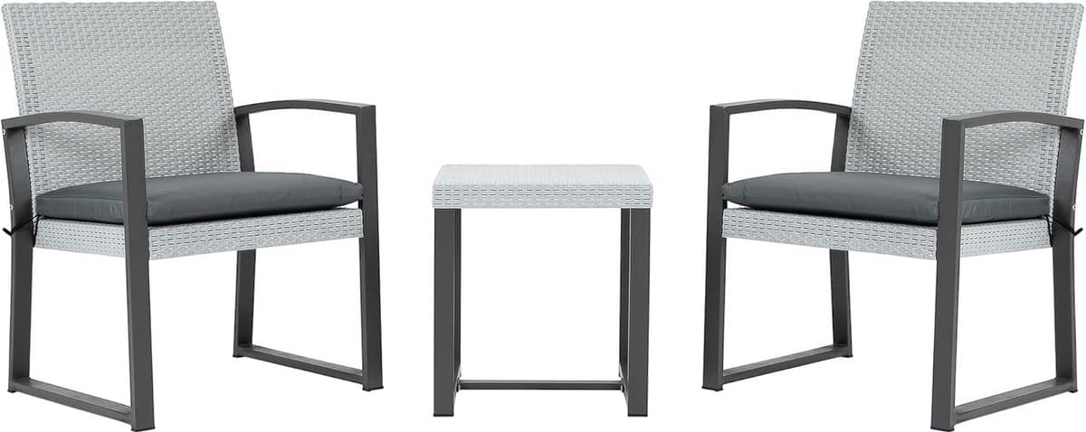 bistroset 3 delig poly rotan met bijzettafel voor balkon en tuin