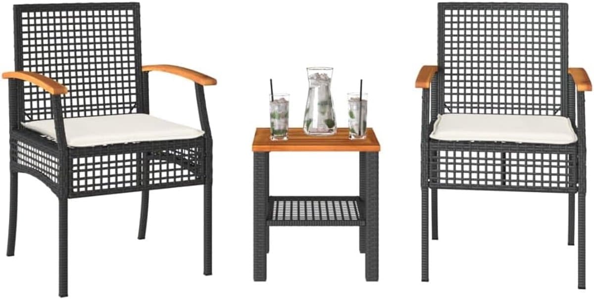 bistroset 3 delig tuinmeubelset buiten zitten acacia houten