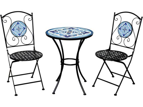 Bistroset Blauw - Balkonset Mozaïek - Gezellig Zitten - Inklapbaar
