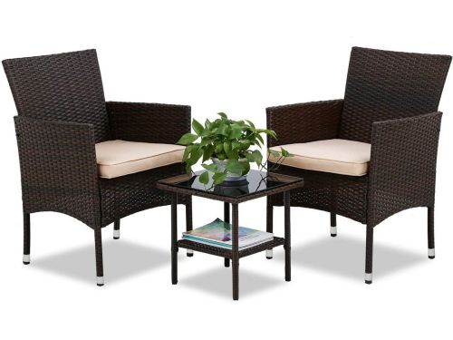 Bistroset Rieten Tuinstoelen met Salontafel voor Buiten en Terras