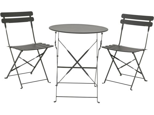 Bistroset staal 3-delig antraciet