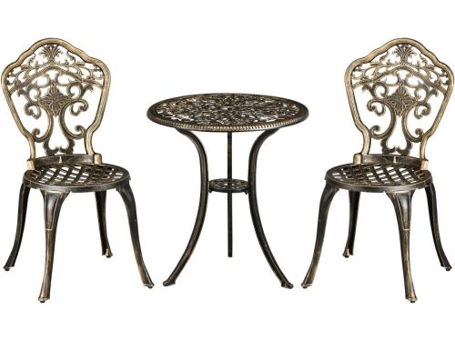 Bistroset Tuinmeubelen - 3-delig Aluminium - Buiten Zitten - Parasolgat