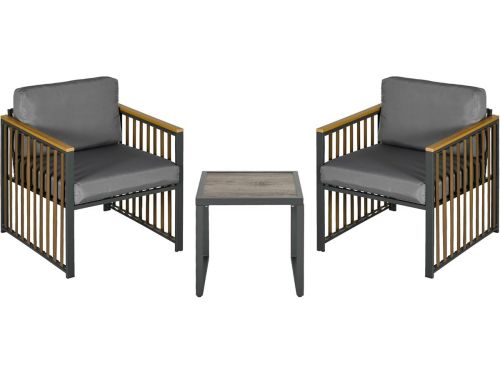 Bistroset Tuinmeubelen 3-delig met Kussens: 2 Stoelen en Salontafel voor