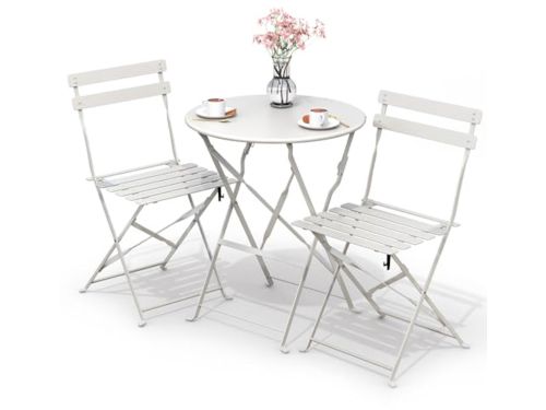 Bistroset voor buiten, 3-delig met tafel en 2 klapstoelen