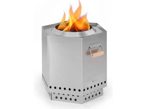 Blumfeldt vuurplaats, mobiele vuurschaal met regenhoes en houten handgrepen