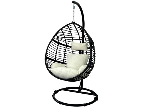 Boerenbond Hangstoel Egg Wicker - Schommelstoel - 65x90x120-195 cm Ecru