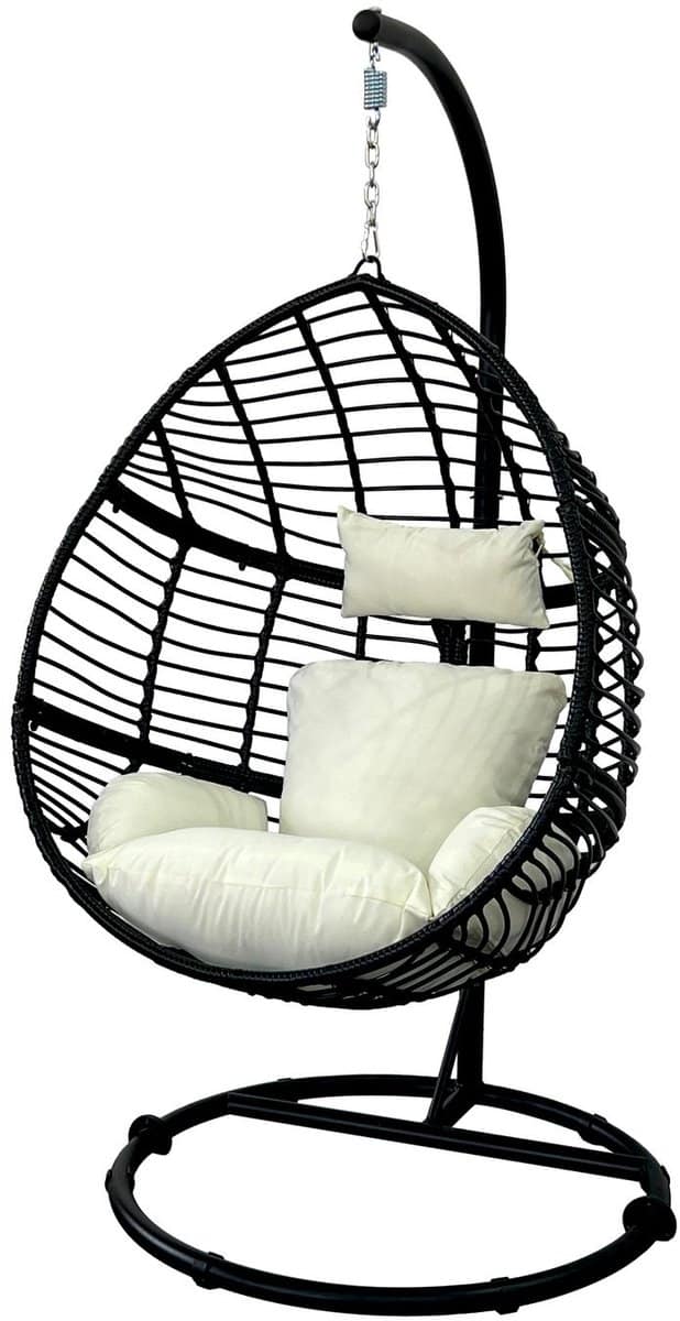 boerenbond hangstoel egg wicker schommelstoel 65x90x120 195 cm ecru