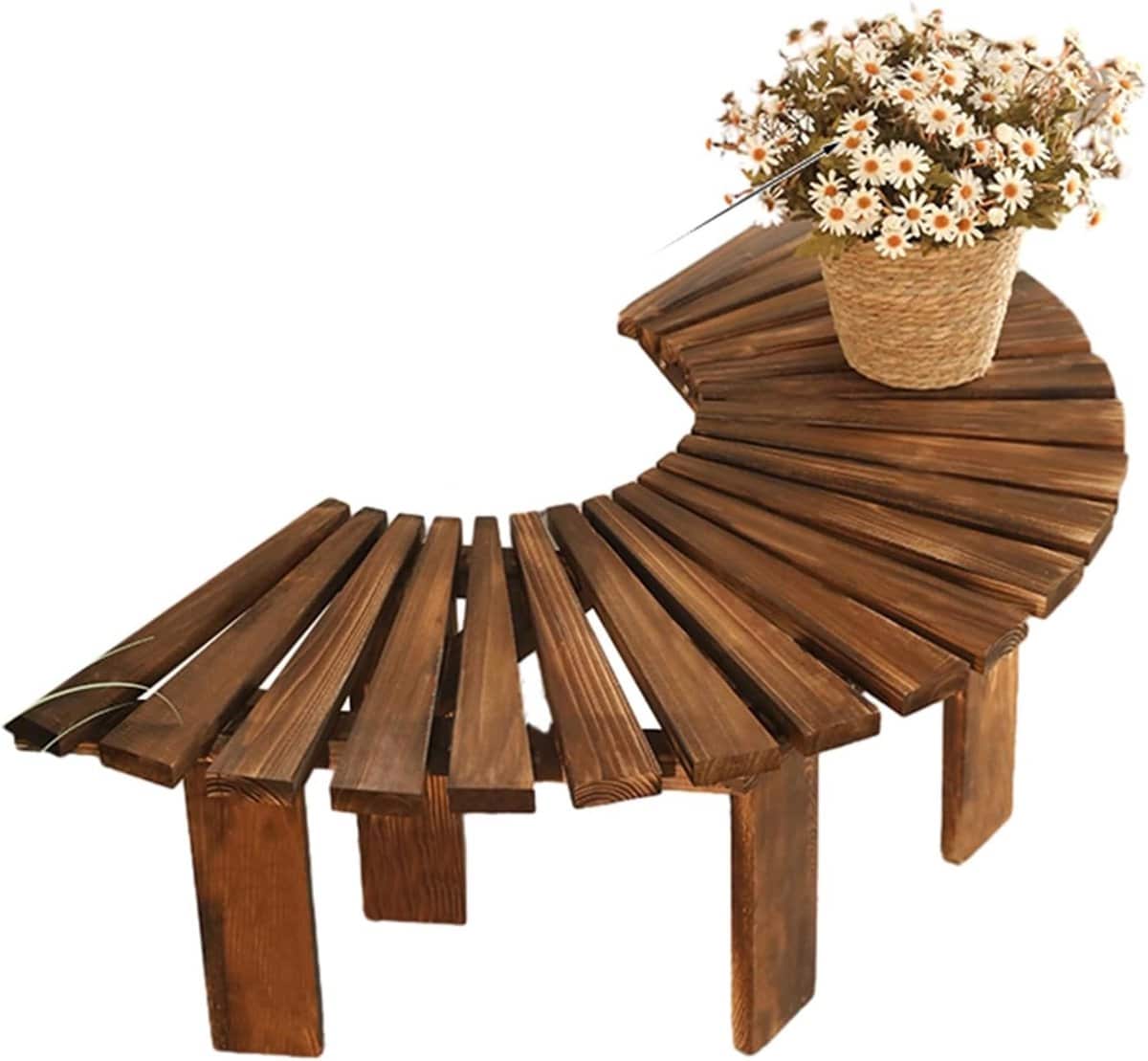 boombank halve cirkel houten tuinbank ontspannen buiten