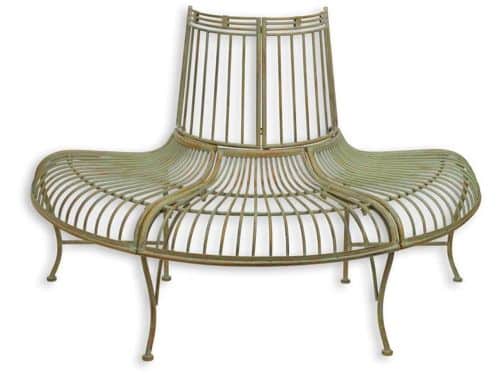 Boombank van smeedijzer in halfronde vorm - decoratieve tuinbank in