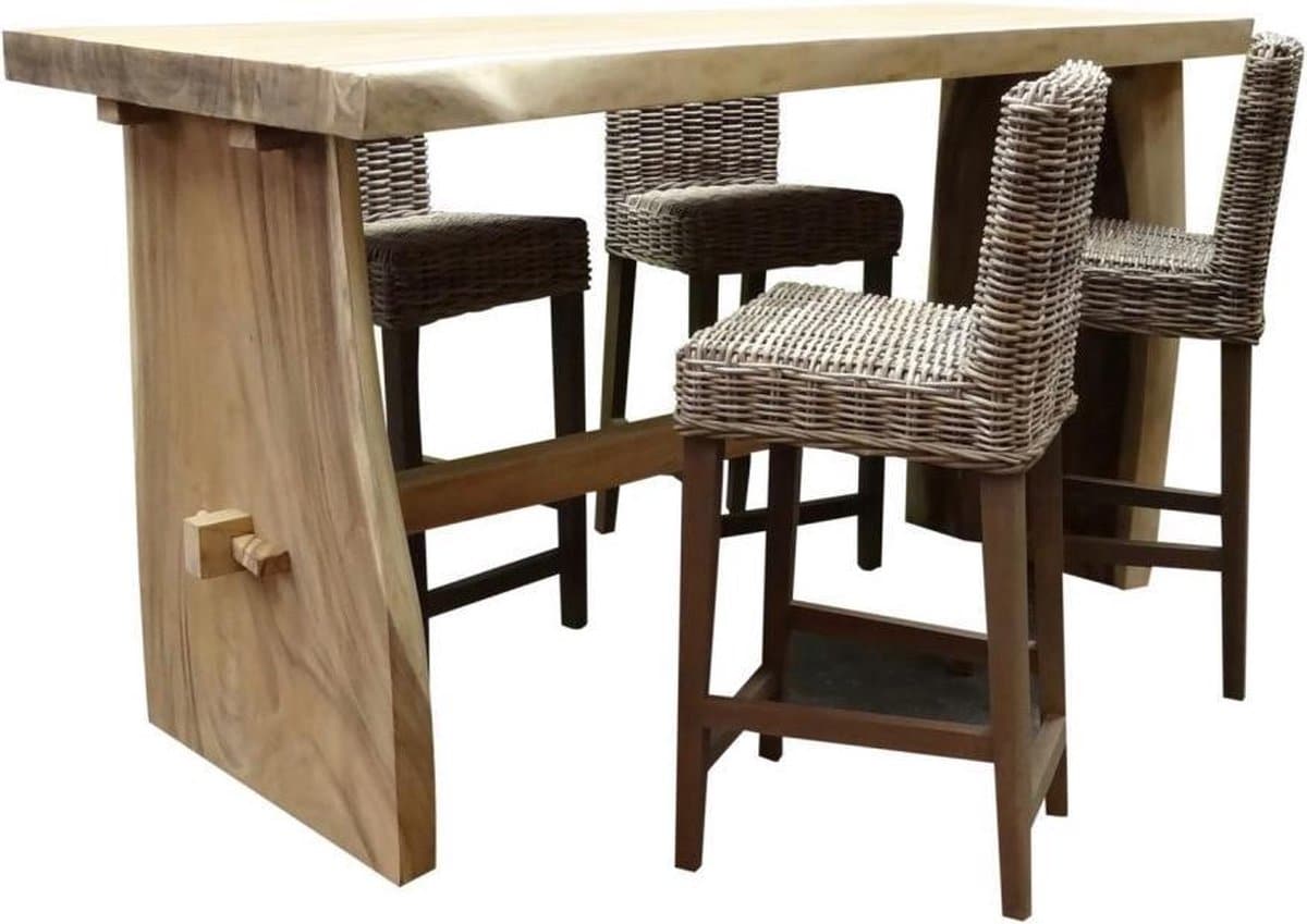 boomstam / rita bar tuinset 220x70x110 cm 5 delig naturel rotan