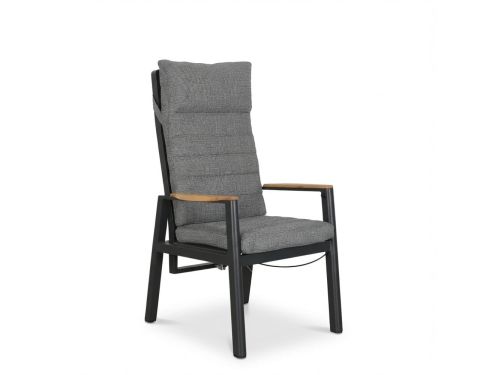 Brighton dining tuinstoel | aluminium + teak | antraciet